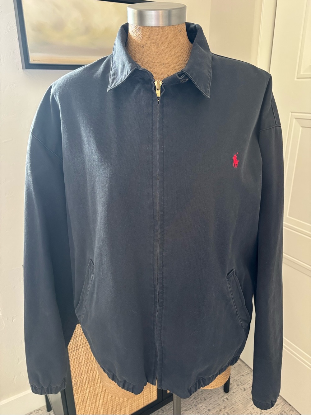 Polo by Ralph Lauren Black Zip-Front Harrington Jacket Navy